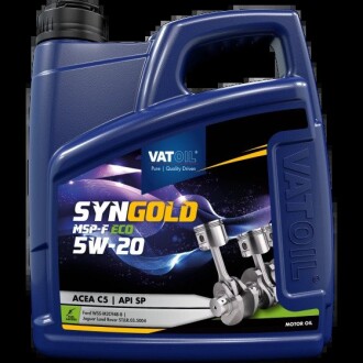 Моторное масло SynGold MSP-F ECO/5W20/4л. / (ACEA A1/B1, API SN, Ford WSS-M2C948-B) VATOIL 50777