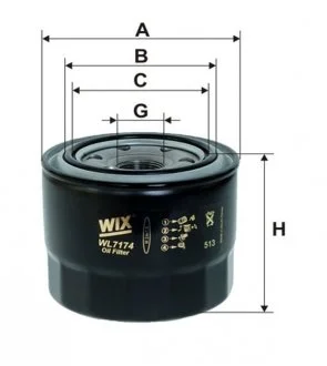 Фильтр масляный двигателя TOYOTA COROLLA /OP619 WIX FILTERS WL7174