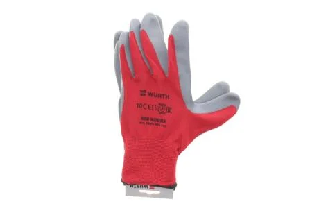 Рукавиці захисні RED NITRILE, поліестер, покритя нітрил, пара, р.10, RED LINE Wurth 0899403110