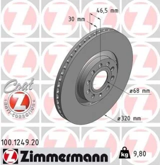 Тормозной диск ZIMMERMANN 100124920