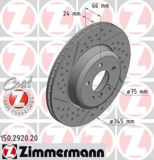 Тормозной диск задний BMW 3 F30 12- ZIMMERMANN 150292020 (фото 1)