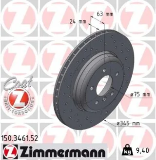 Диск тормозной ZIMMERMANN 150.3461.52