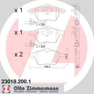 Гальмівні колодки передні Audi A6 1.8-2.8 97- VW Pa ZIMMERMANN 230182001 (фото 1)