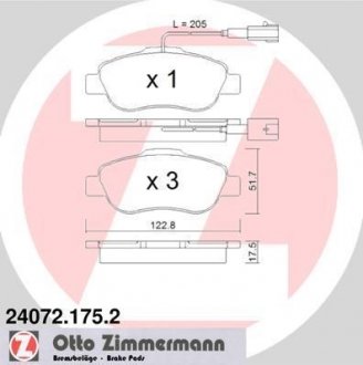 Комплект гальмівних колодок ZIMMERMANN 24072.175.2