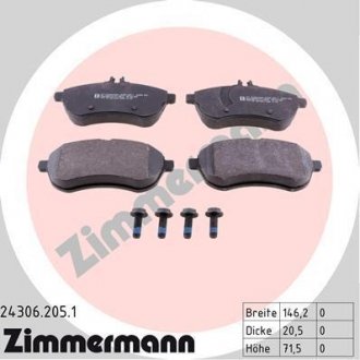 Тормозные колодки передние W204 18-28i ZIMMERMANN 243062051 (фото 1)