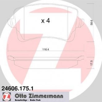 Тормозные колодки дисковые задние ZIMMERMANN 246061751 (фото 1)