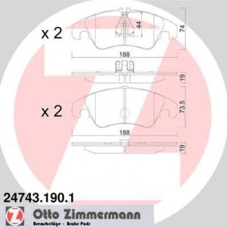 Гальмівні дискові колодки (без датчика) ZIMMERMANN 247431901 (фото 1)