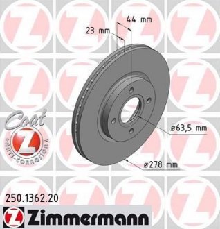 Тормозной диск Coat Z ZIMMERMANN 250136220