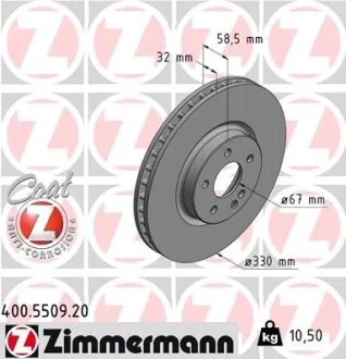 Диск тормозной ZIMMERMANN 400550920