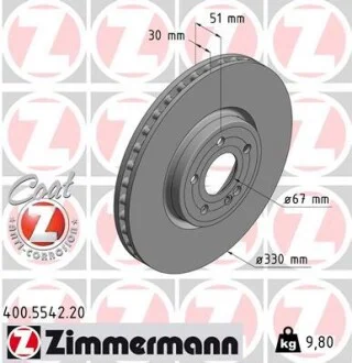 Диск гальмівний Coat Z ZIMMERMANN 400554220