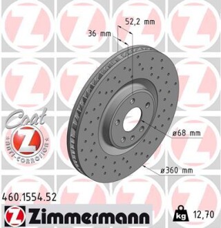 Диск гальмівний SPORT Z лівий ZIMMERMANN 460155452