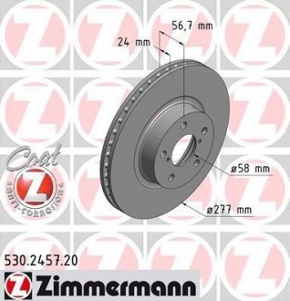 Тормозной диск передвентил SUBARU Legacy / Impreza ZIMMERMANN 530245720 (фото 1)