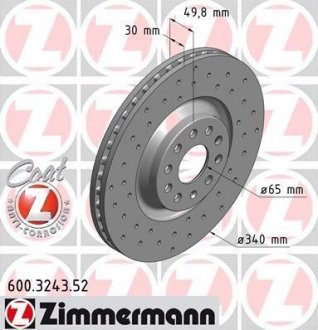 Гальмівний диск (з перфорацією) ZIMMERMANN 600324352 (фото 1)