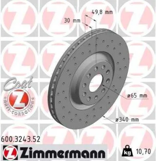Тормозной диск (с перфорацией) ZIMMERMANN 600324352