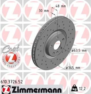Тормозной диск ZIMMERMANN 610372652