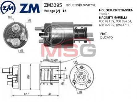 Реле втягивающее стартера ZM ZM 3395