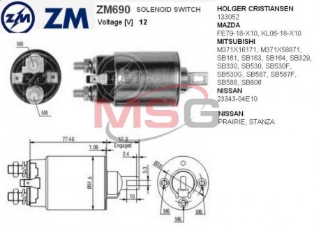 Реле втягуючого стартера ZM ZM 690 (фото 1)